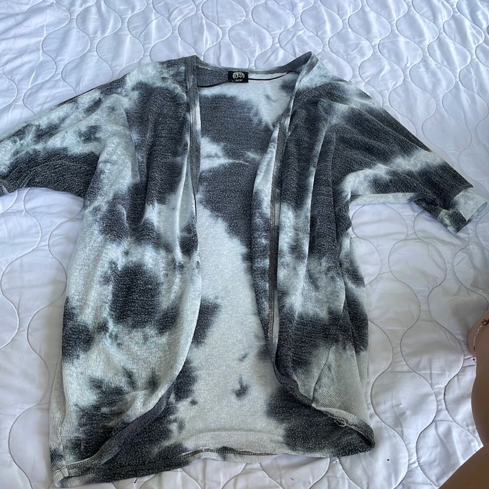 Tie dye short sleeve cardigan